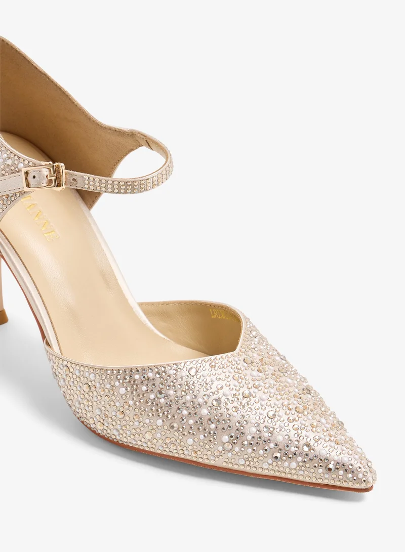Lorianne  Liyana - Crystal  pumps Ankle Strap for Women | Best Price UAE