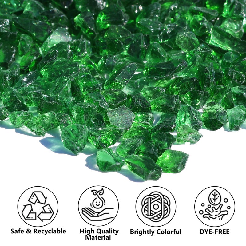 QYGL Crushed Glass for Resin Art, DIY Crafts, and Home Decor - 0.9LB Dark Green Broken Glass Pieces 3-6mm, for Vase Fillers, Tabletop Fire Pit, and Aquarium Rocks - Image 2
