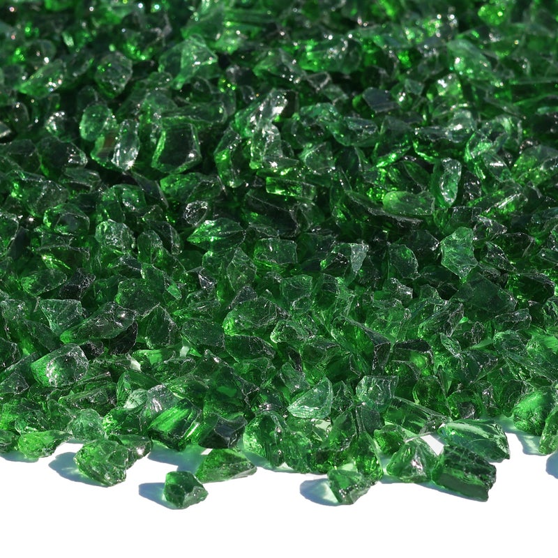 QYGL Crushed Glass for Resin Art, DIY Crafts, and Home Decor - 0.9LB Dark Green Broken Glass Pieces 3-6mm, for Vase Fillers, Tabletop Fire Pit, and Aquarium Rocks - Image 1