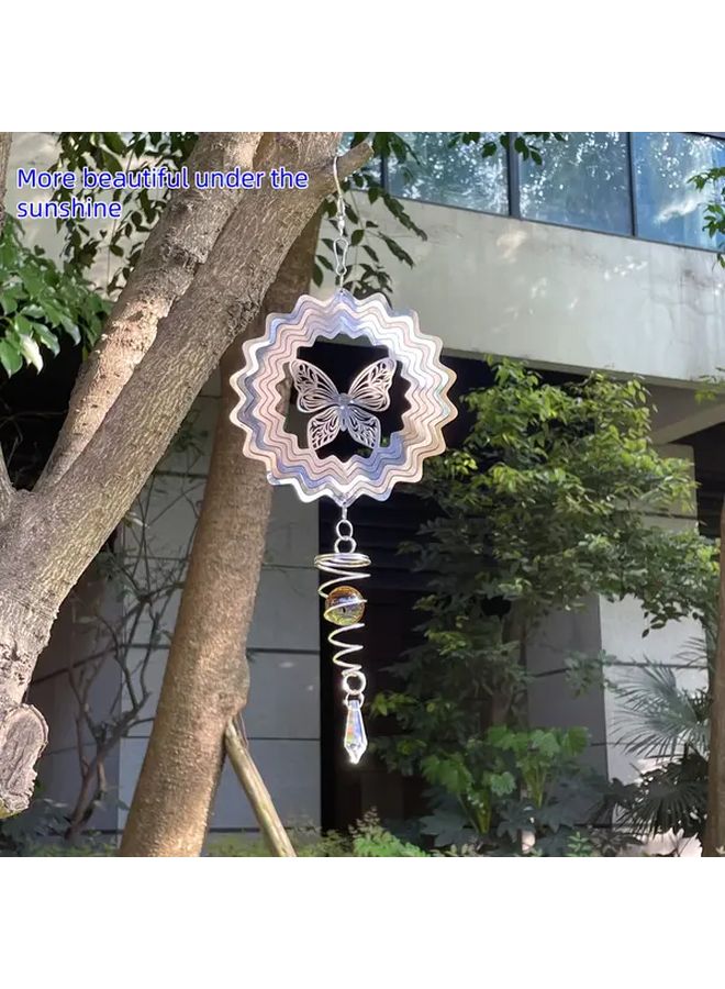 Butterfly Wind Spinner 3D Stainless Steel Reflective Outdoor Garden Decor - Image 2