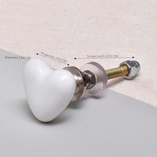 Indian-Shelf 4 Piece White Tiny Heart Ceramic Drawer Knobs for Kitchen Cabinet Hardware Door Pulls Decorative Dresser Luxurious Elegance - Image 2