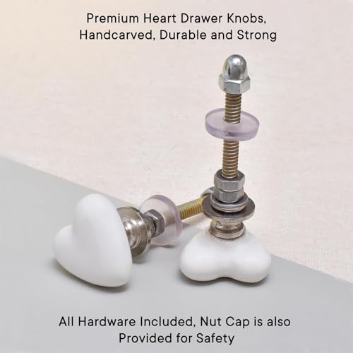 Indian-Shelf 4 Piece White Tiny Heart Ceramic Drawer Knobs for Kitchen Cabinet Hardware Door Pulls Decorative Dresser Luxurious Elegance - Image 5