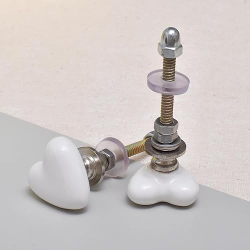 Indian-Shelf 4 Piece White Tiny Heart Ceramic Drawer Knobs for Kitchen Cabinet Hardware Door Pulls Decorative Dresser Luxurious Elegance - Image 1