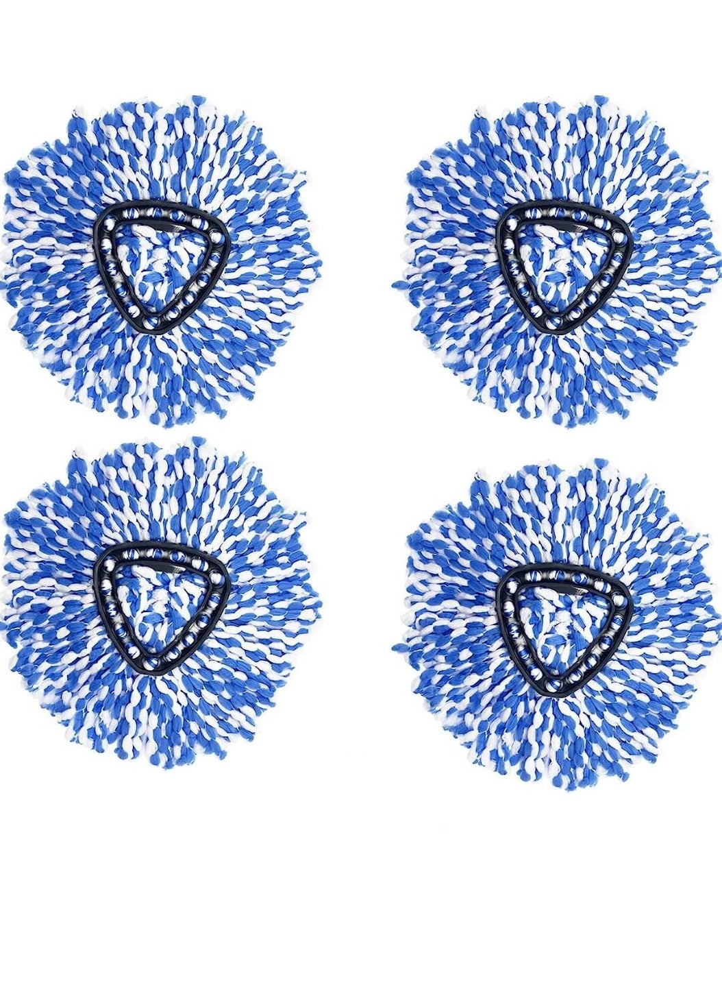 Zalcoon Spin Mop Heads Replacement Compatible with Vileda / O-cedar Easy Wring Spin Mop & Bucket System, O - Ceda Dust Mop Head Replacement for Floor Cleaning, Triangle Shape (Pack of 4 Pieces) (Blue)