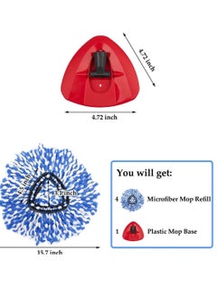 Zalcoon Spin Mop Heads Replacement Compatible with Vileda / O-cedar Easy Wring Spin Mop & Bucket System, O - Ceda Dust Mop Head Replacement for Floor Cleaning, Triangle Shape (Pack of 4 Pieces) (Blue)  - Image 2