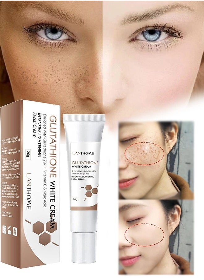 Lanthome - Glutathione White Cream Facial Dark Spots Remover 2% Glutathione Face Cream Whitening Moisturizing Facial Cream Face Moisturizer Facial Skin Care Cream Intensive Lightening Facial Cream 20g - Image 1