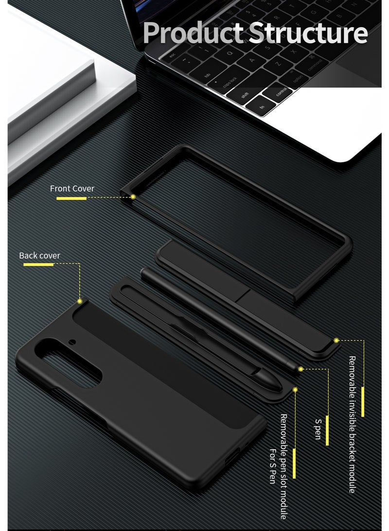 for Samsung Galaxy Z Fold 7 Case, with Stylus Pen, Detachable Kickstand and S Pen Holder, Black  - Image 2