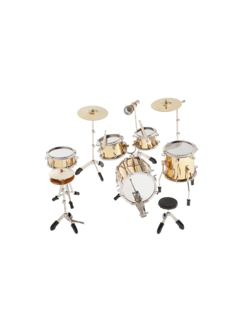 GGOOT Miniature Model Complete Drum Kit Musical Instrument - 1:6 Scale Handcrafted Metal Drum Set - 9 Pieces - Image 4