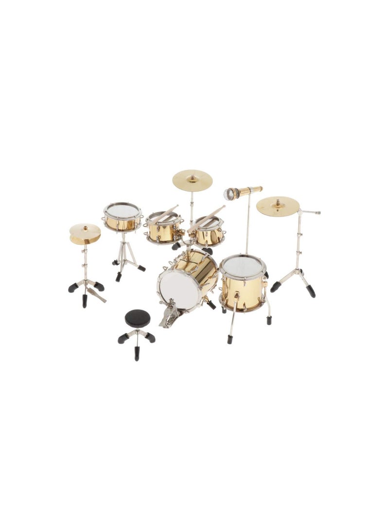 GGOOT Miniature Model Complete Drum Kit Musical Instrument - 1:6 Scale Handcrafted Metal Drum Set - 9 Pieces - Image 2