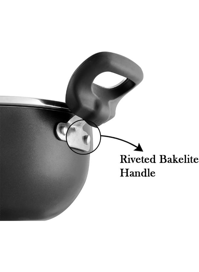 Vinod Zest Marbilo Non-Stick Deep Kadai with Glass Lid 2.5 litres (24 cm Diameter) Aluminum Induction Kadhai, PFOA Free - 3.5 mm Thickness - Image 5