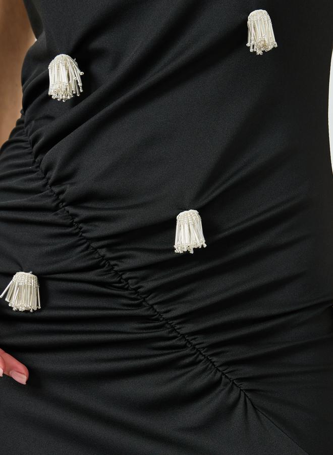 Styli Black Maxi Dress with Tassel Detail - Image 4