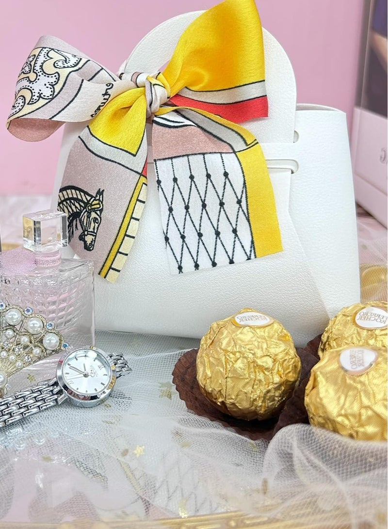 Excefore Exquisite White Gift Boxes, 10 Pack Small Party Favor Boxes Reusable Leather candy Gift Boxes for Newborn Baby Shower Birthday Wedding Party, Bomboniere Decoration - Image 2