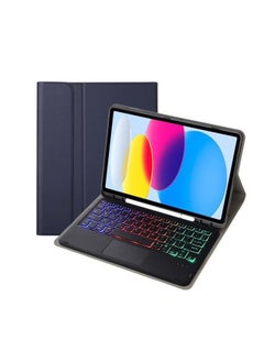 For Samsung TabS9FE11 Inch 2023 Protective Cover Wonderful Control Magnetic Suction Colorful Backlit Bluetooth Keyboard Soft Shell-Color:Dark Blue-Touch (Backlit)-Product Type:Samsung A8 10.5 X205/X200 Universal