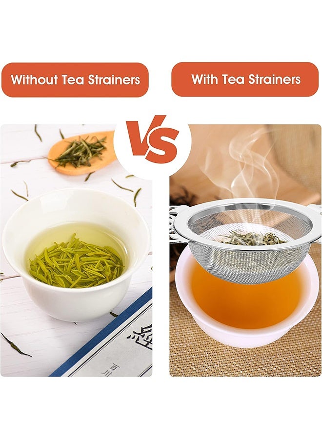 عبوة من مصفاتي شاي صغيرتين من الفولاذ المقاوم للصدأ مع وعاء، مصافي شاي سائبة بقطر 7 سم مع موسع جناح مزدوج، مثالية لفلتر الشاي والقهوة. - Image 4