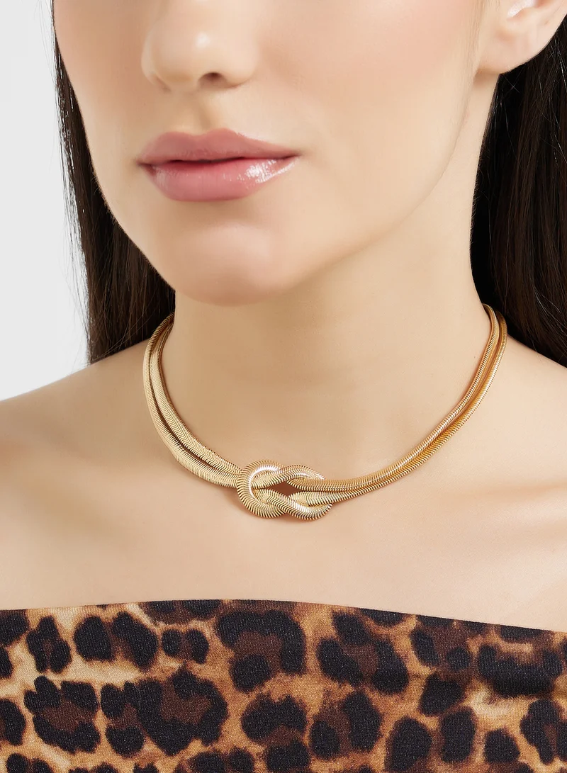 ELLA Knot Detail Short Chain Necklace