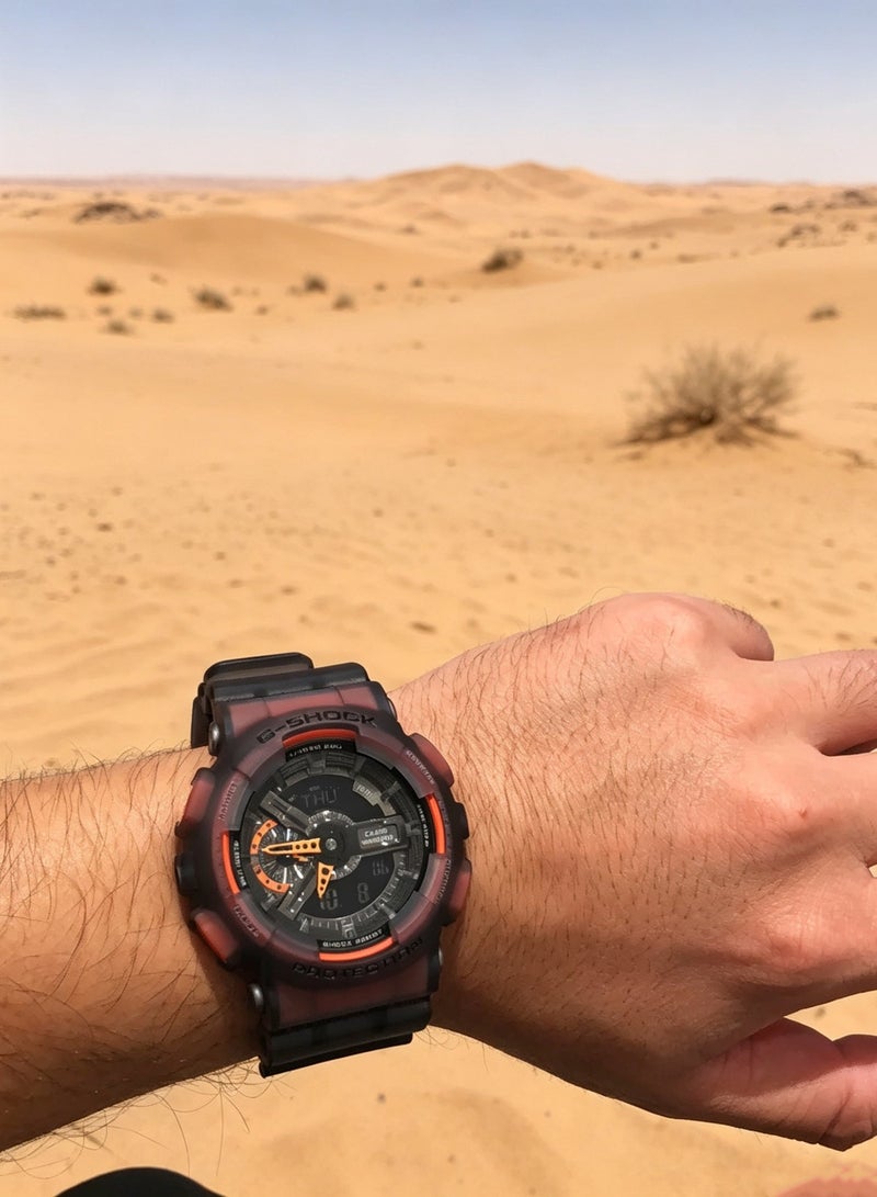كاسيو ساعة كاسيو G-SHOCK الجديدة بالرزين الشفاف الرمادي والبرتقالي، إضاءة LED، ساعة رياضية مقاومة للصدمات GA-110LS-1A - Image 2