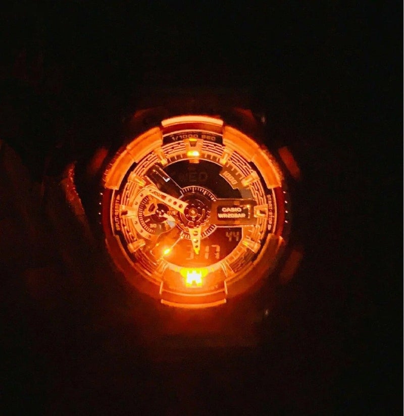 كاسيو ساعة كاسيو G-SHOCK الجديدة بالرزين الشفاف الرمادي والبرتقالي، إضاءة LED، ساعة رياضية مقاومة للصدمات GA-110LS-1A - Image 5