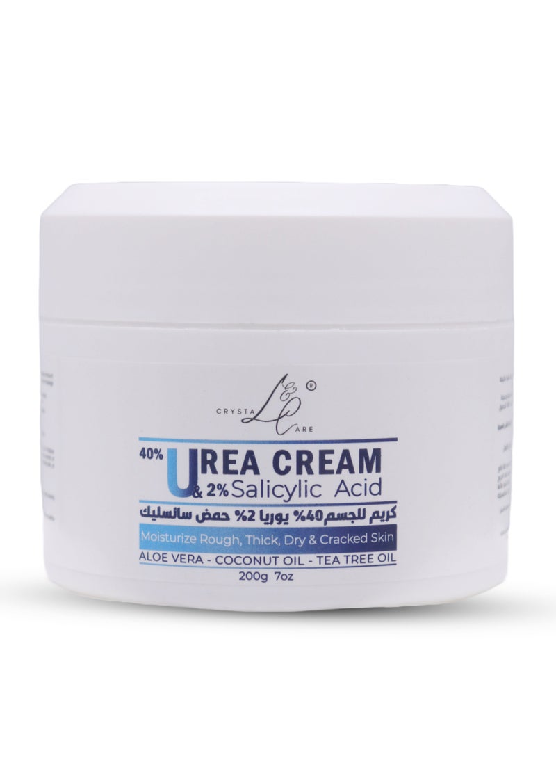 crystal & care - Urea 40% Cream with Salicylic Acid - Advanced formula for deep hydration, gentle exfoliation, treatment of cracks and roughness, lightening of knees and elbows, and cleansing of dead skin with coconut oil, aloe vera, and tea tree oil - Image 1
