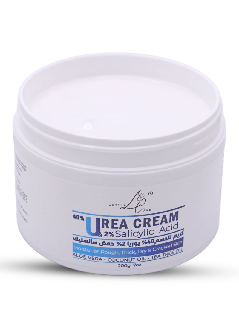 crystal & care - Urea 40% Cream with Salicylic Acid - Advanced formula for deep hydration, gentle exfoliation, treatment of cracks and roughness, lightening of knees and elbows, and cleansing of dead skin with coconut oil, aloe vera, and tea tree oil - Image 1