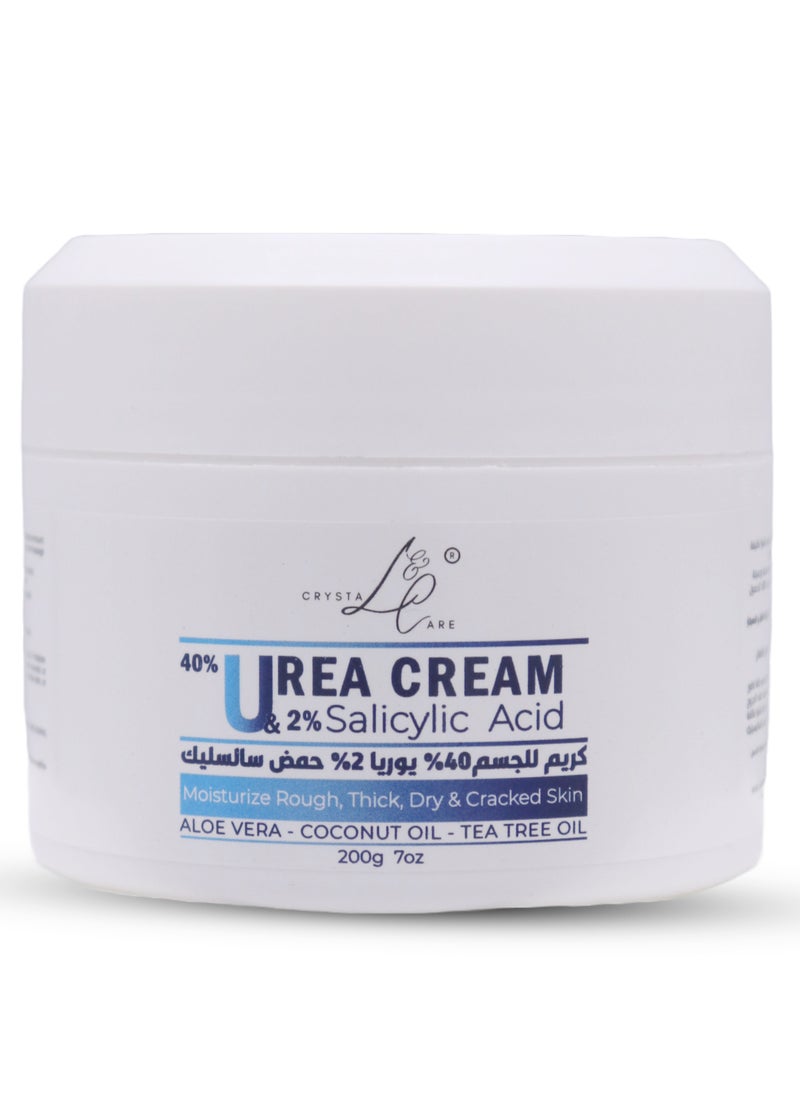 crystal & care - Urea 40% Cream with Salicylic Acid - Advanced formula for deep hydration, gentle exfoliation, treatment of cracks and roughness, lightening of knees and elbows, and cleansing of dead skin with coconut oil, aloe vera, and tea tree oil - Image 1