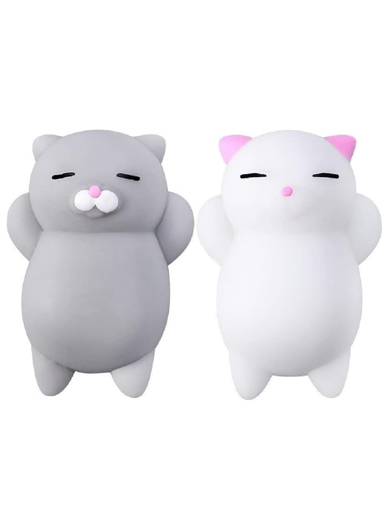 Squeeze Toys 2 Pcs Squishy Cat  Soft Silicone Kawaii Kitties Top Stress Relief Toy 2025 Unique Squishies Sensory Toys Funny Novelty Things Suitable for Adults Kids - Image 1