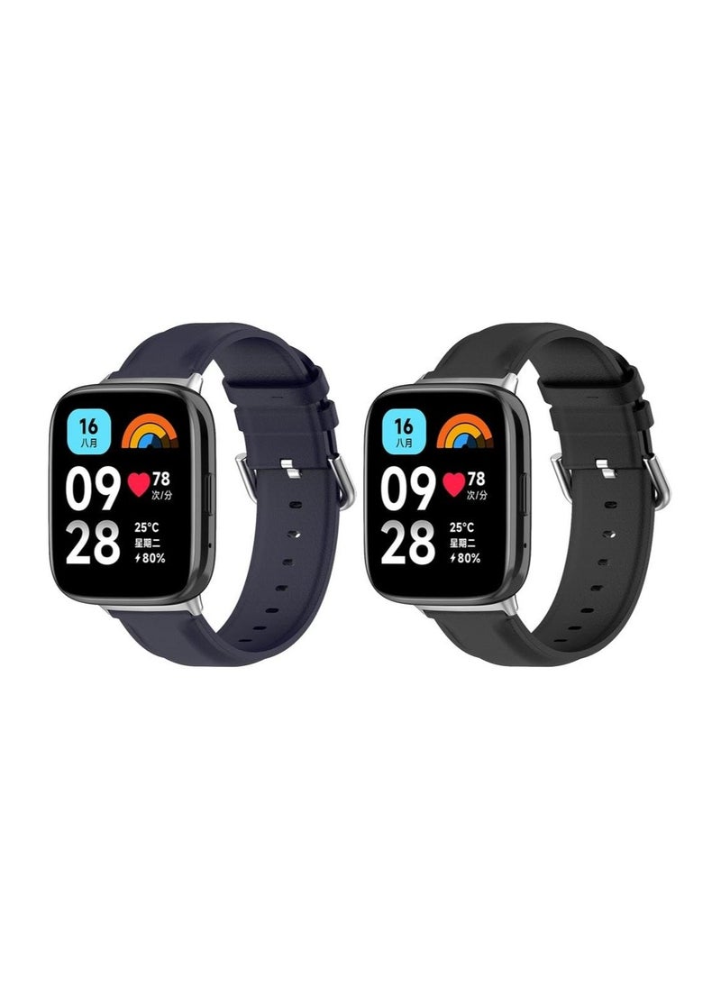 Anmi - 2 PCS Replacement Strap compatible with Redmi Watch3 active/Redmi Watch3 Lite(Black/Dark Blue) - Image 1