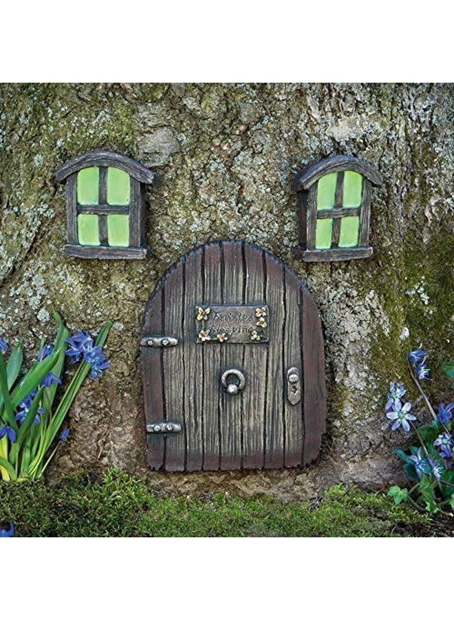 Bits and Pieces Miniature Fairy Garden Glow in The Dark Fairies Sleeping Door and Windows Tree Statues - Tree Hugger Yard and Garden Sculptures Fairy Garden Mystical Gnome Home - Image 2