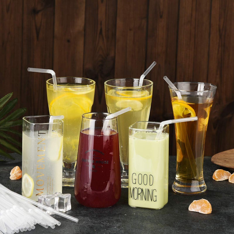 ALINK 200-Pack Clear Disposable Plastic Flexible Straws  0.23"" x 7.75"" Bendy Drinking Straws - Image 4