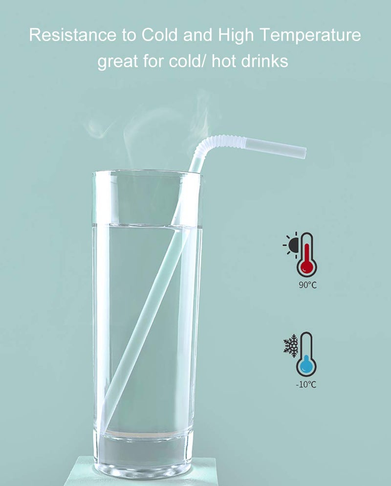 ALINK 200-Pack Clear Disposable Plastic Flexible Straws  0.23"" x 7.75"" Bendy Drinking Straws - Image 3