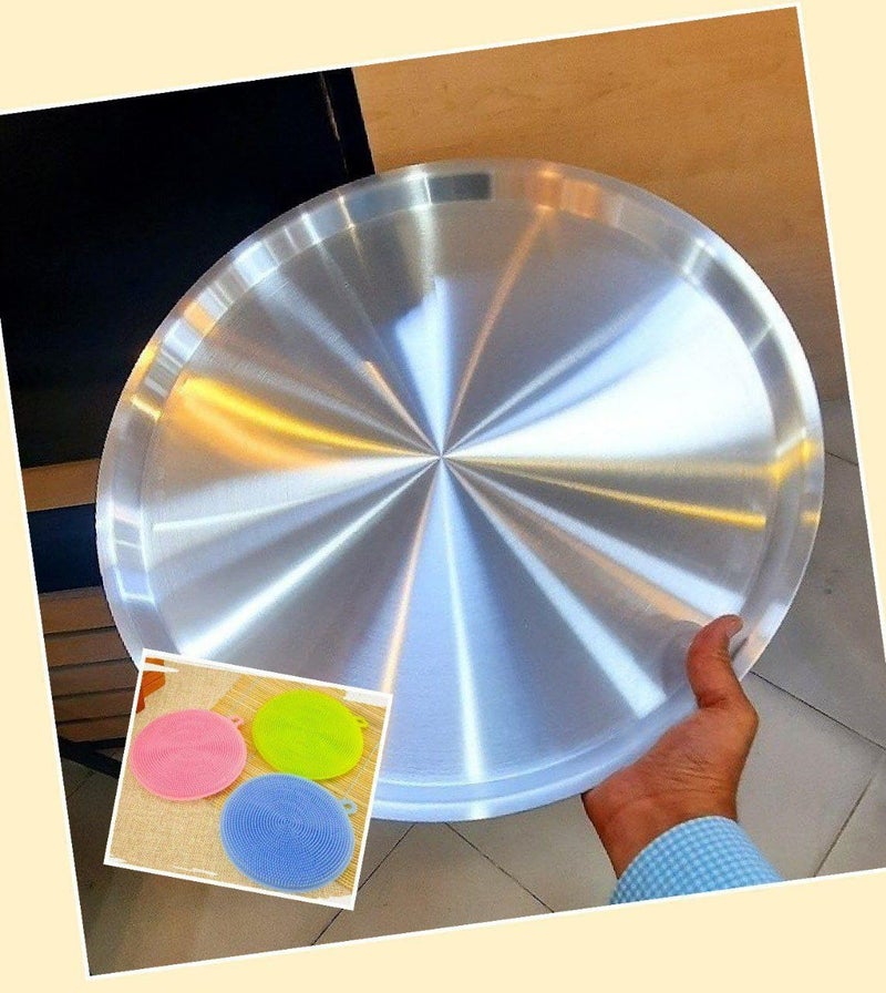 Generic Pure Aluminum Round Serving Tray, 50 cm, Large Party and Mandi Platter, Silver .A2