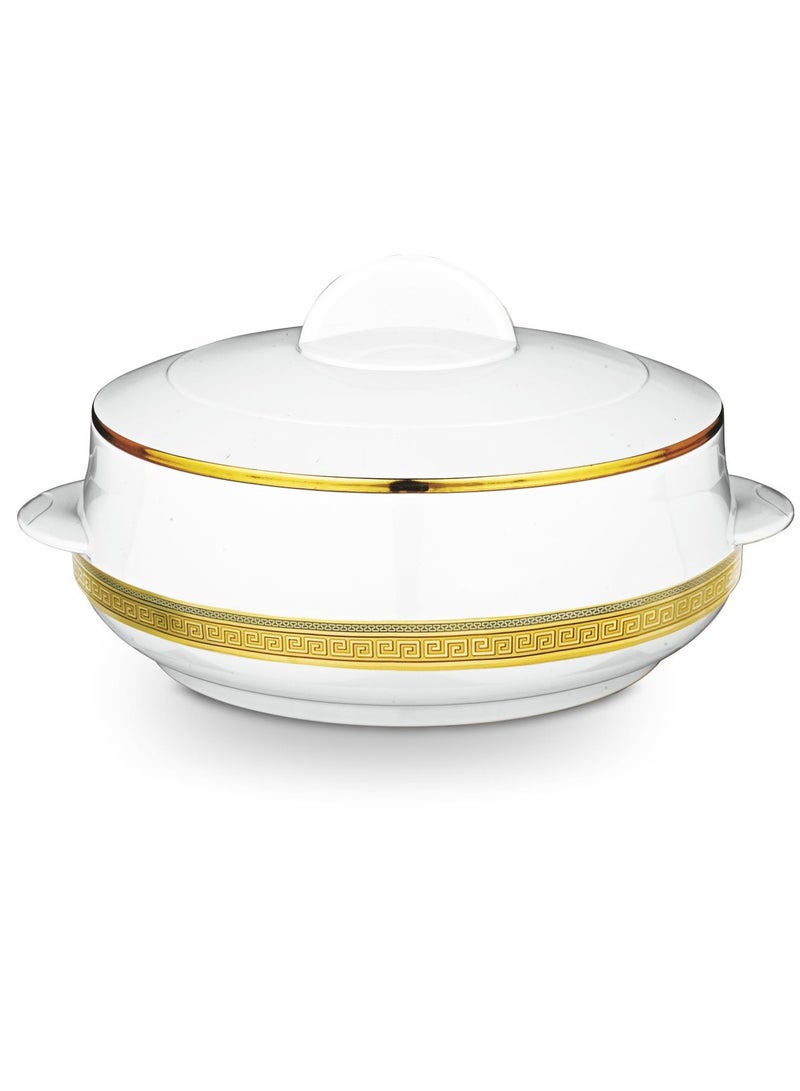 Asian 3500ML Stainless Steel Insulated Casserole in White and Gold Premium Matte Finish for Serving Hot Food Thermal Warmer Pot with Sturdy Lid - Image 1