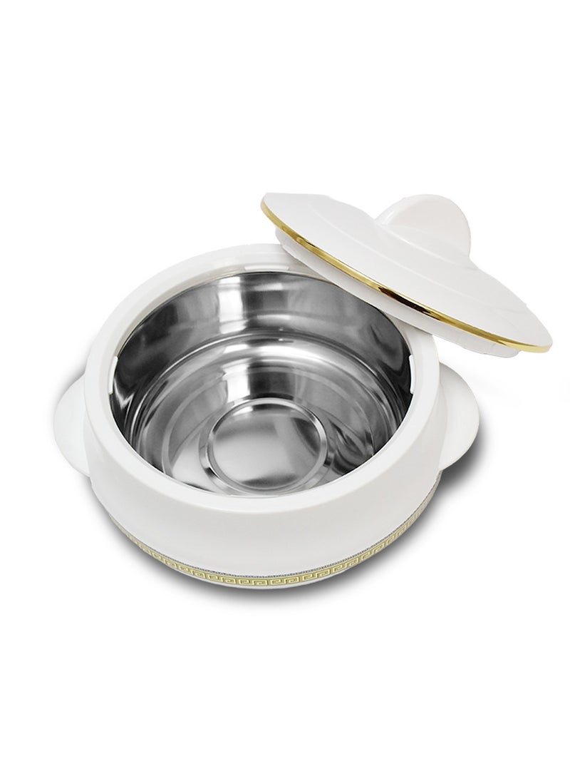 Asian 3500ML Stainless Steel Insulated Casserole in White and Gold Premium Matte Finish for Serving Hot Food Thermal Warmer Pot with Sturdy Lid - Image 3