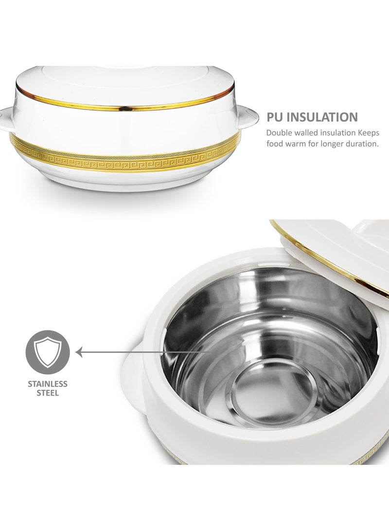 Asian 3500ML Stainless Steel Insulated Casserole in White and Gold Premium Matte Finish for Serving Hot Food Thermal Warmer Pot with Sturdy Lid - Image 5