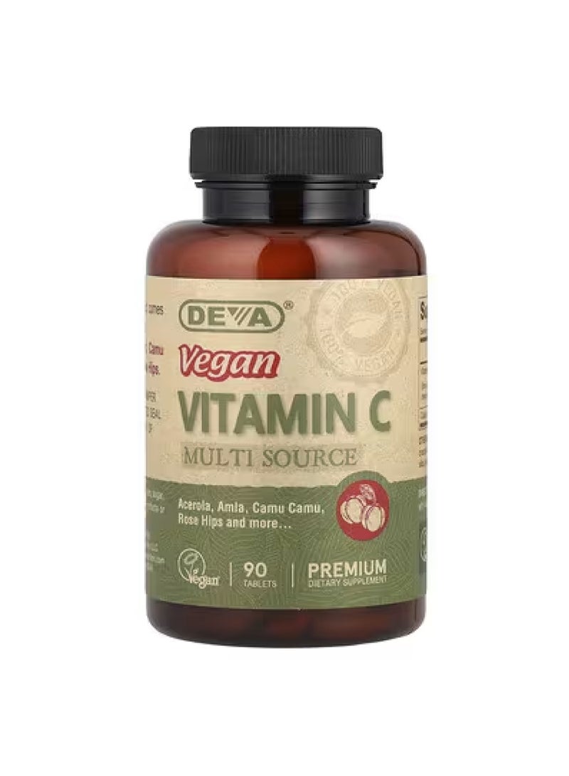 Deva Vegan Vitamin C, Multi Source, 90 Tablets