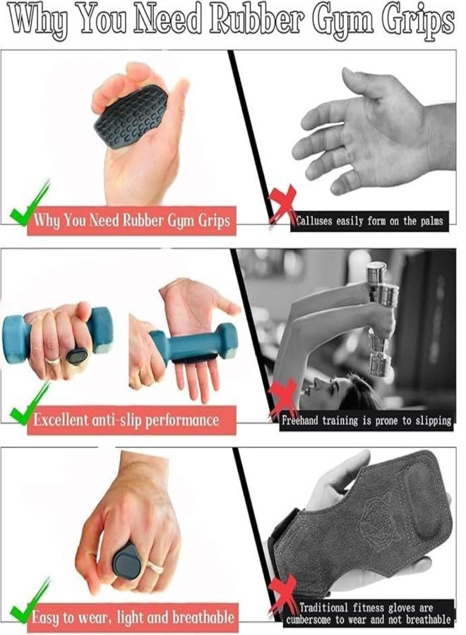 DNESHY 1Pair Lifting Grip, Gym Gloves, Rubber Hand pad, Workout Gloves Men Women, Deadlift pad, Gym Accessories, Cross fit Gloves, Anti Slip Gym Grip, Barbell Gloves Straps & Hook for Men,Women - Image 4