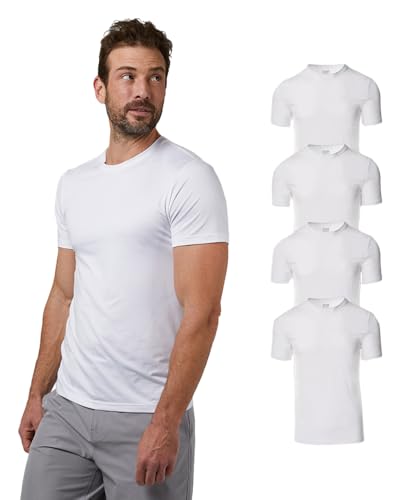32 Degrees Mens 4 Pack Cool Quick Dry Active Basic Crew T-Shirt, White, X-Large - Image 1