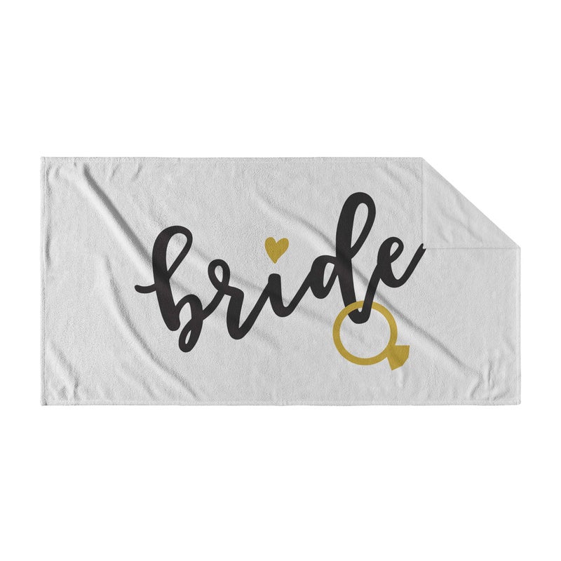There Forever Studio There Forever Studio Bride Beach Towel Gold Ring  Beach Bachelorette Party Towel  for Honeymoon or Bride to Be Wedding Gifts 