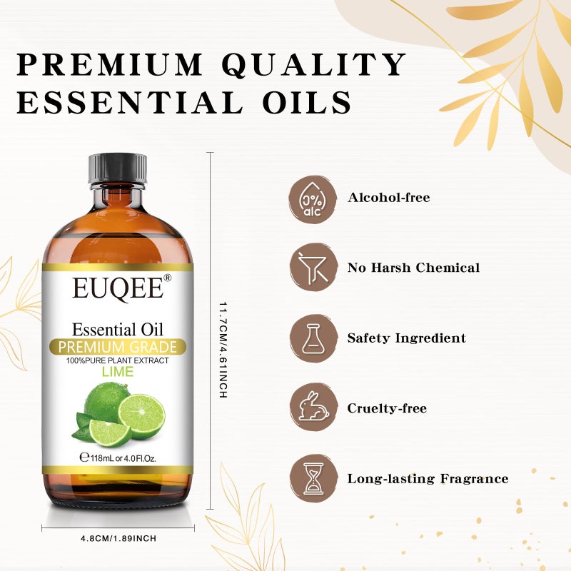EUQEE Lime Essential Oil 4fl oz Pure Lime Oil Essential Oil with Dropper for Diffusers, DIY Soap & Bath Bombs (118 ml) - Image 5