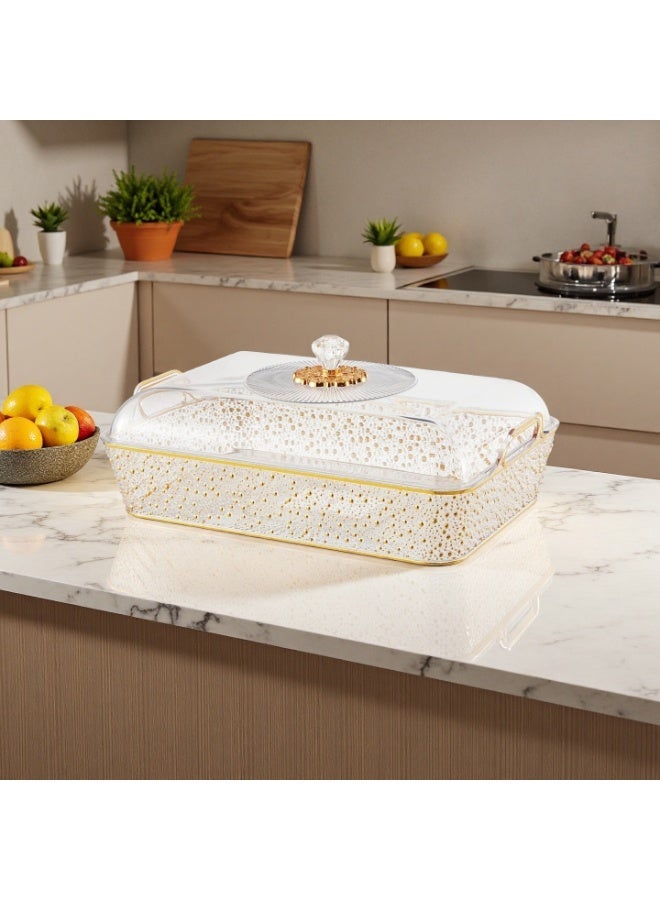 Fruit Tray with Lid Multifunctional Fruit Dish for Snack Candies Living Room ,Home & Garden, Kitchen, Dining & Bar,  Kitchen Storage & Organization（Transparent and gold） - Image 1