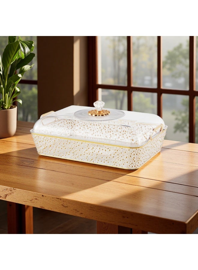 Fruit Tray with Lid Multifunctional Fruit Dish for Snack Candies Living Room ,Home & Garden, Kitchen, Dining & Bar,  Kitchen Storage & Organization（Transparent and gold） - Image 2