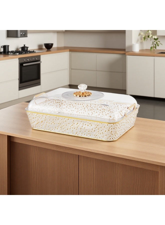 Fruit Tray with Lid Multifunctional Fruit Dish for Snack Candies Living Room ,Home & Garden, Kitchen, Dining & Bar,  Kitchen Storage & Organization（Transparent and gold） - Image 3