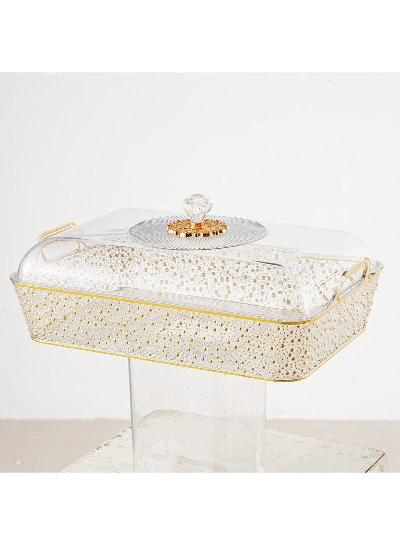 Fruit Tray with Lid Multifunctional Fruit Dish for Snack Candies Living Room ,Home & Garden, Kitchen, Dining & Bar,  Kitchen Storage & Organization（Transparent and gold） - Image 4