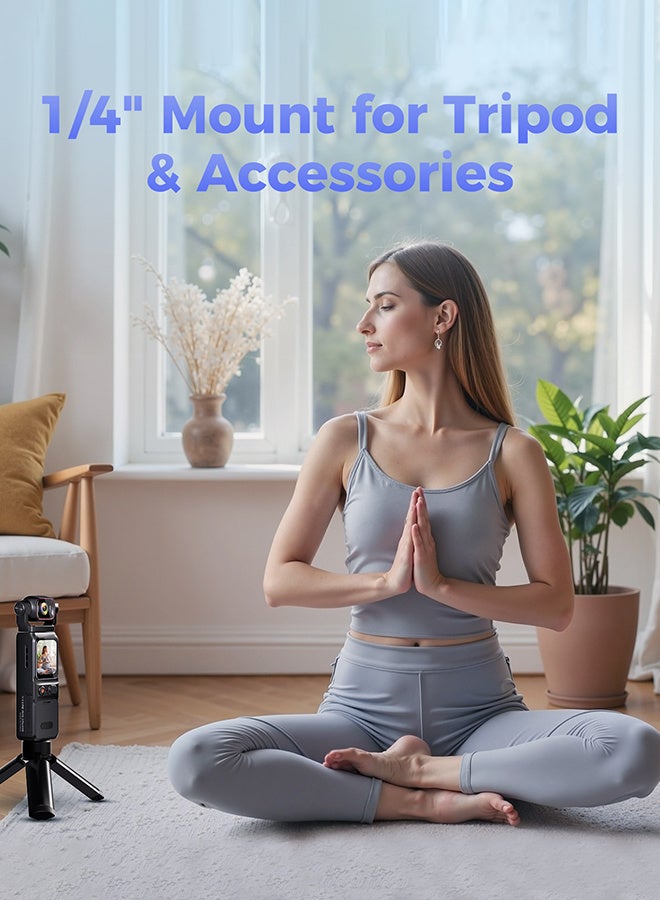 أوسيك كاميرا جيب 4K، بطارية 3000 مللي أمبير، كاميرا أكشن مثبتة بست محور، شاشة لمس قياس 1.6 بوصة، عدسة بزاوية واسعة 160 درجة وقابلة للتدوير بزاوية 180 درجة، بطاقة 128 جيجابايت مرفقة، مناسبة للركوب والغوص وتسجيل الفيديوهات. - Image 5