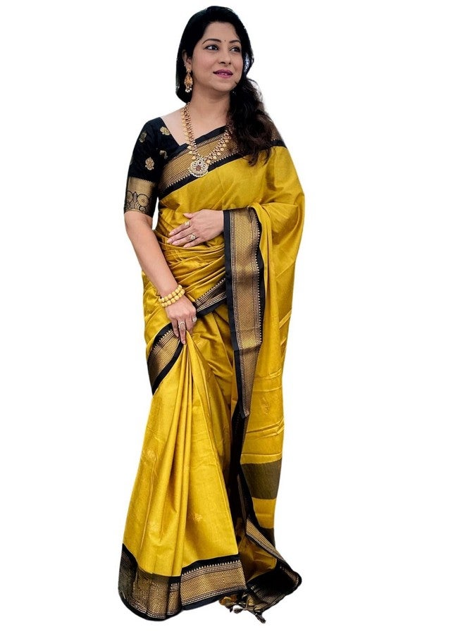 Avantika Fashion Women's Woven Cotton Silk Art Silk Banarasi Saree With Blouse - Image 1