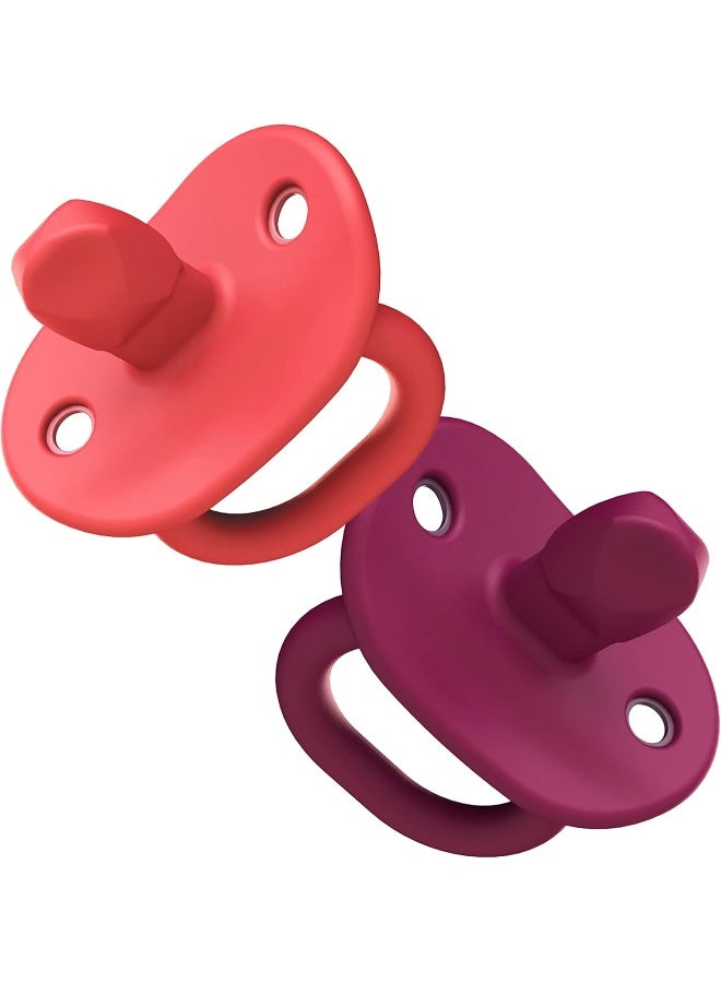 BOON TOMY Boon JEWL Biometric Silicone Baby Pacifier - 3+ Months - Pink - Comfortable Silicone Orthodontic Baby Pacifiers with Soothing Gem Shaped - 2 Count