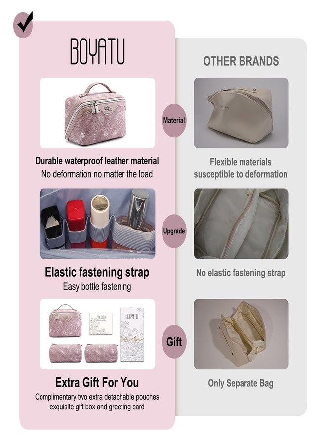 BOYATU Travel Makeup Bag Cosmetic Bags for Women: 3 Sets Large Capacity Make up Bag - Portable Toiletry Bags with Handle for Women(F-2-Purple) - Image 3