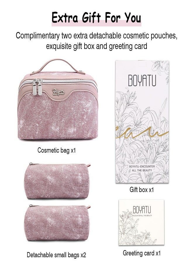 BOYATU Travel Makeup Bag Cosmetic Bags for Women: 3 Sets Large Capacity Make up Bag - Portable Toiletry Bags with Handle for Women(F-2-Purple) - Image 5