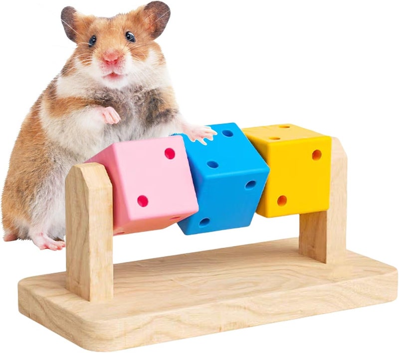 SWIUKPHE Hamster Wood Ledge Chew Toys, 3 Pack Colorful Block Platform for Cage, Small Animal Accessories for Chinchilla Gerbil Sugar Glider, Natural Bite and Play - Image 1