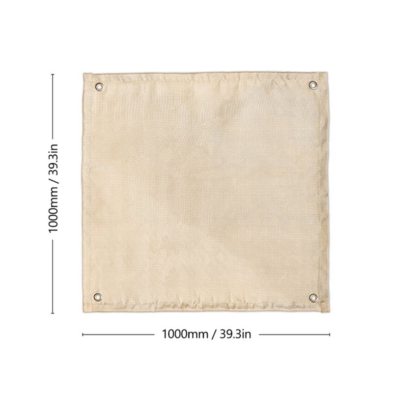 Outdoor Fire-proof Cloth 1000x1000 Beige Fiberglass Silicone Coating Heat-resistant Foldable Mat - Non-stick Fixed 4-hole Fireproof Mat for Outdoor Camping Picnic Barbecue - Image 2