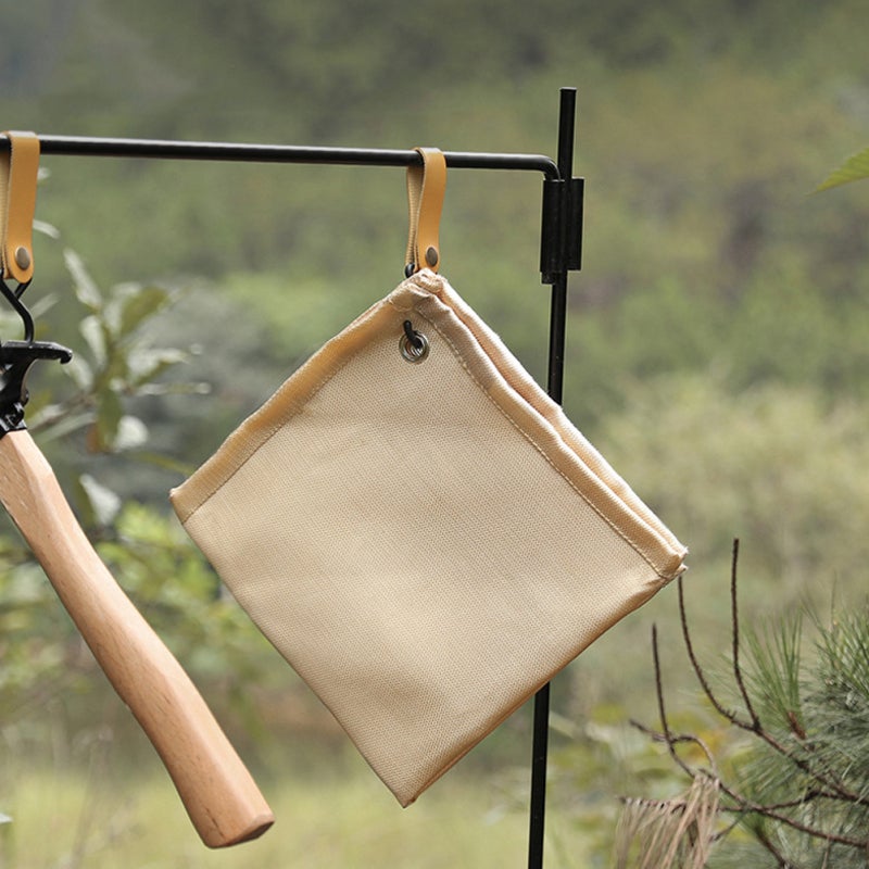 Outdoor Fire-proof Cloth 1000x1000 Beige Fiberglass Silicone Coating Heat-resistant Foldable Mat - Non-stick Fixed 4-hole Fireproof Mat for Outdoor Camping Picnic Barbecue - Image 5
